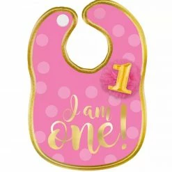 Party Animal Direct 1ST BIRTHDAY PINK FABRIC BIB