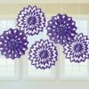 Party Animal Direct MINI FAN DECORATIONS 5 PACK - PURPLE