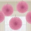 Party Animal Direct PRINTED PAPER FAN DECORATIONS 5 PACK - PINK