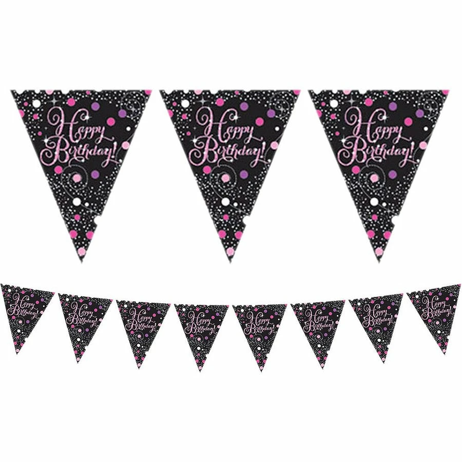 Party Animal Direct PINK CELEBRATIONS HAPPY BIRTHDAY PRISMATIC CELEBRATION BANNER 3 Party Animal Direct PINK CELEBRATIONS HAPPY BIRTHDAY PRISMATIC CELEBRATION BANNER