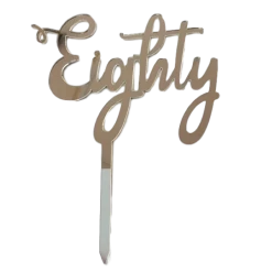 Party Animal Direct EIGHTY SILVER ACRYLIC TOPPER