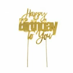 Party Animal Direct HAPPY BIRTHDAY TO YOU GOLD METAL CAKE TOPPER