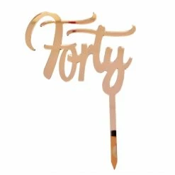 Party Animal Direct FORTY ROSE GOLD ACRYLIC TOPPER 40th Birthday