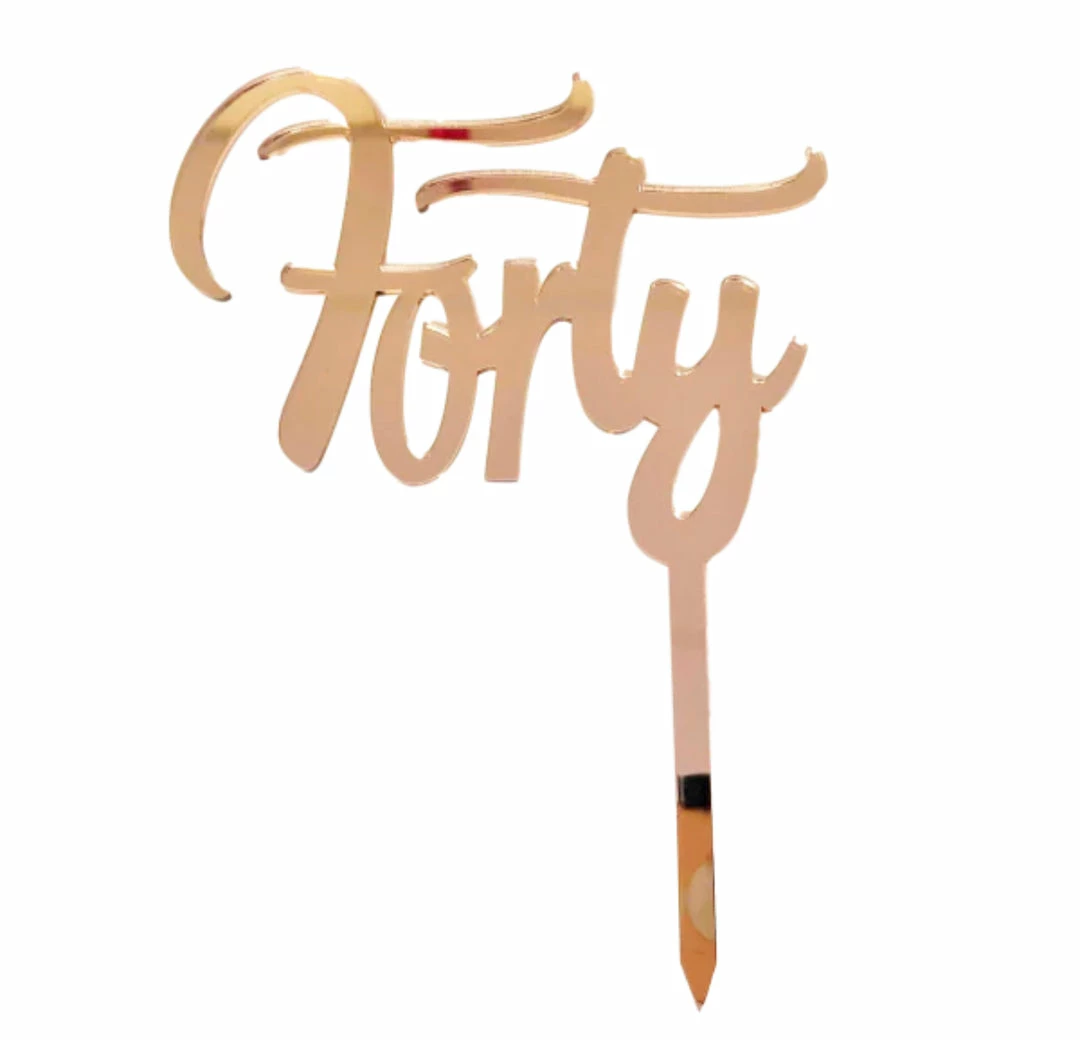 Party Animal Direct FORTY ROSE GOLD ACRYLIC TOPPER 40th Birthday 3 Party Animal Direct FORTY ROSE GOLD ACRYLIC TOPPER 40th Birthday