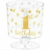 Party Animal Direct 1st Birthday 59ml Hot Stamped Tiny Pedestal Cups 30 Pack - Clear/Gold 1 Party Animal Direct 1st Birthday 59ml Hot Stamped Tiny Pedestal Cups 30 Pack - Clear/Gold