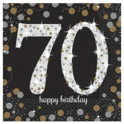Party Animal Direct SPARKLING CELEBRATION 70TH BIRTHDAY LARGE NAPKINS / SERVIETTES (PACK OF 16)