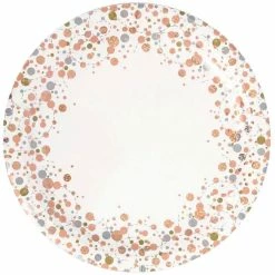 Party Animal Direct Eco Range SPARKLING FIZZ ROSE GOLD LARGE PAPER PLATES (PACK OF 8)