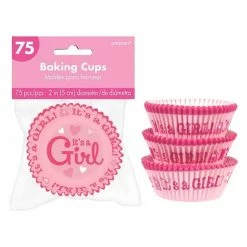 Party Animal Direct IT'S A GIRL BAKING CUPS (PACK OF 75) Baby Shower