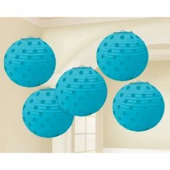Party Animal Direct MINI PAPER PAPER LANTERNS 5PK - BLUE