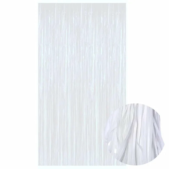Party Animal Direct METALLIC WHITE DOOR CURTAIN 90CM X 200CM 3 Party Animal Direct METALLIC WHITE DOOR CURTAIN 90CM X 200CM