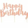 Party Animal Direct HAPPY BIRTHDAY ROSE GLITTER CAKE TOPPER 1 Party Animal Direct HAPPY BIRTHDAY ROSE GLITTER CAKE TOPPER