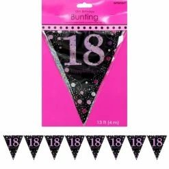 Party Animal Direct PINK CELEBRATION 18TH BIRTHDAY FLAG BANNER