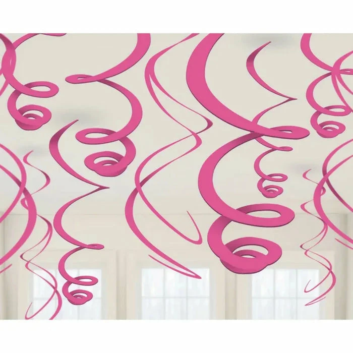 Party Animal Direct HOT PINK SWIRL DECORATIONS (PACK OF 12) 3 Party Animal Direct HOT PINK SWIRL DECORATIONS (PACK OF 12)