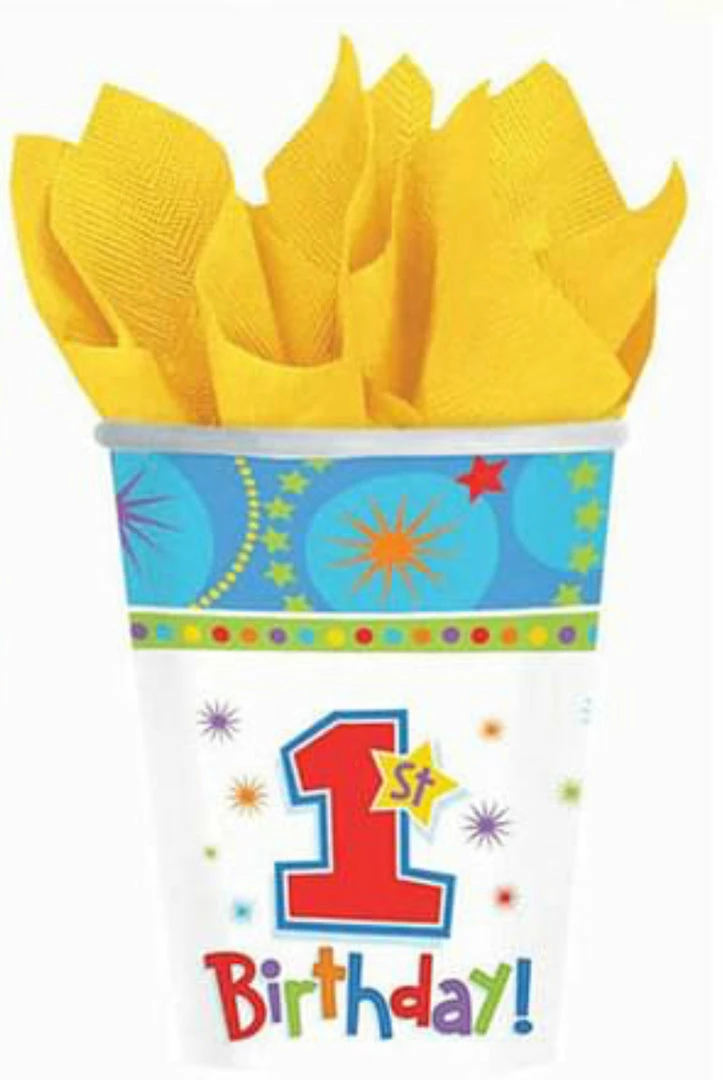 Party Animal Direct One-derful Birthday Boy Paper Cups - 8pk 1st Birthday 3 Party Animal Direct One-derful Birthday Boy Paper Cups - 8pk 1st Birthday