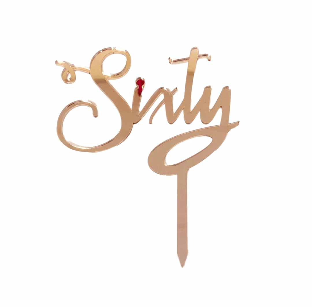 Party Animal Direct SIXTY ROSE GOLD ACRYLIC TOPPER 3 Party Animal Direct SIXTY ROSE GOLD ACRYLIC TOPPER