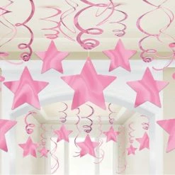 Party Animal Direct STAR SWIRL DECORATIONS PK30 - PINK
