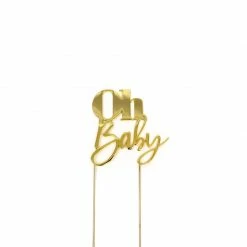 Party Animal Direct OH BABY GOLD CAKE TOPPER Baby Shower