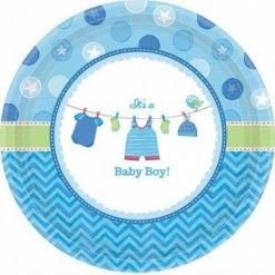 Party Animal Direct Shower With Love Boy It's A Baby Boy! Banquet Plates 26cm 8 Pk Baby Shower