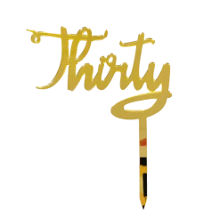 Party Animal Direct 30th Birthday THIRTY GOLD ACRYLIC TOPPER