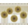 Party Animal Direct MINI FAN DECORATIONS 5 PACK - GOLD