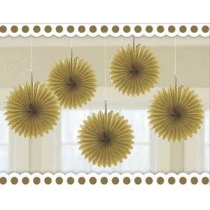 Party Animal Direct MINI FAN DECORATIONS 5 PACK - GOLD 3 Party Animal Direct MINI FAN DECORATIONS 5 PACK - GOLD