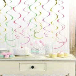 Party Animal Direct PASTEL COLOURS & GOLD SWIRLS (PACK OF 12)