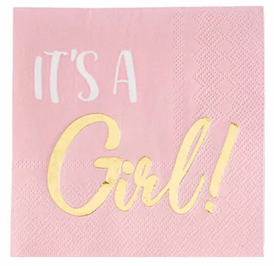 Party Animal Direct Metallic Gold & Pink It's A Girl Napkins Baby Shower 3 Party Animal Direct Metallic Gold & Pink It's A Girl Napkins Baby Shower
