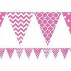 Party Animal Direct PINK & WHITE PENNANT BANNER