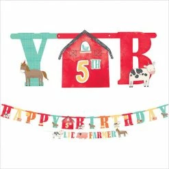 Party Animal Direct Farm Barnyard Birthday Jumbo Add-An-Age Letter Banner Kit