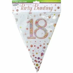 Party Animal Direct SPARKLING FIZZ ROSE GOLD 18TH BIRTHDAY FLAG BANNER