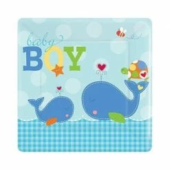 Party Animal Direct Ahoy Whale Baby Boy Large Plates