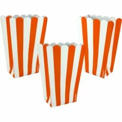 Party Animal Direct Circus Theme ORANGE STRIPE POPCORN BOXES (PACK OF 5)