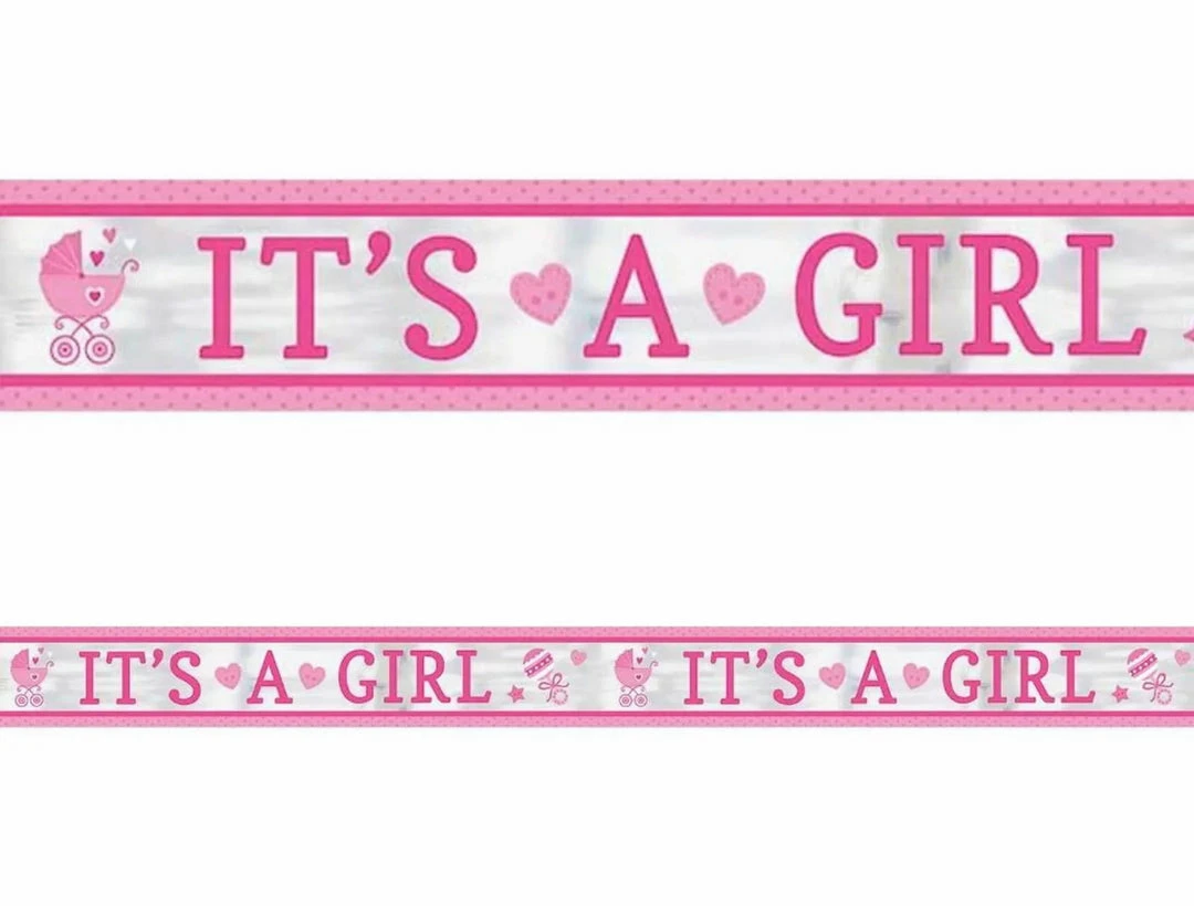 Party Animal Direct IT'S A GIRL BABY SHOWER FOIL BANNER 3 Party Animal Direct IT'S A GIRL BABY SHOWER FOIL BANNER