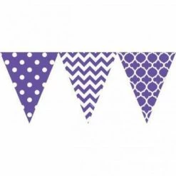 Party Animal Direct PURPLE & WHITE PENNANT BANNER