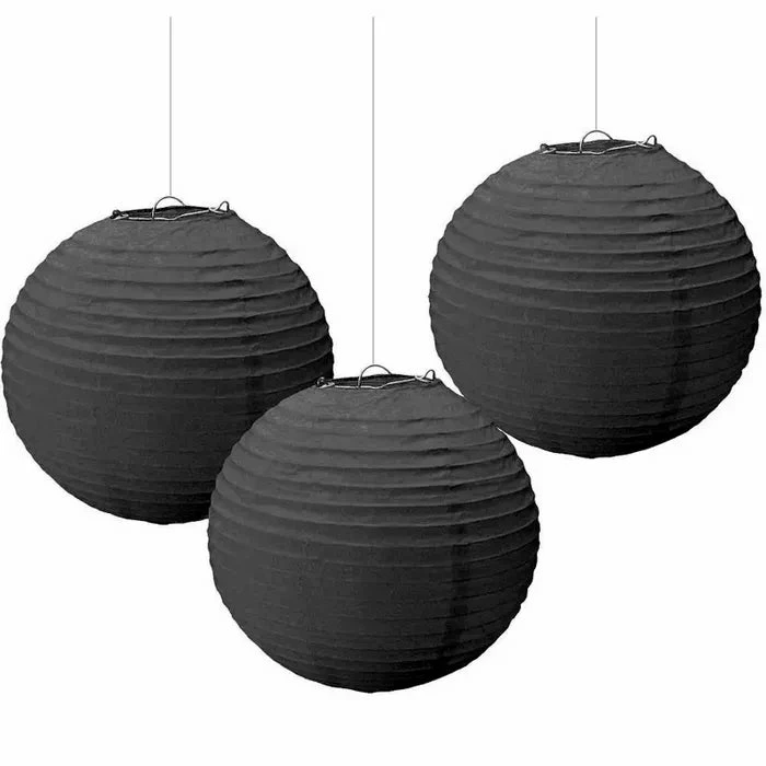 Party Animal Direct PAPER LANTERNS BLACK (PACK OF 3) 3 Party Animal Direct PAPER LANTERNS BLACK (PACK OF 3)