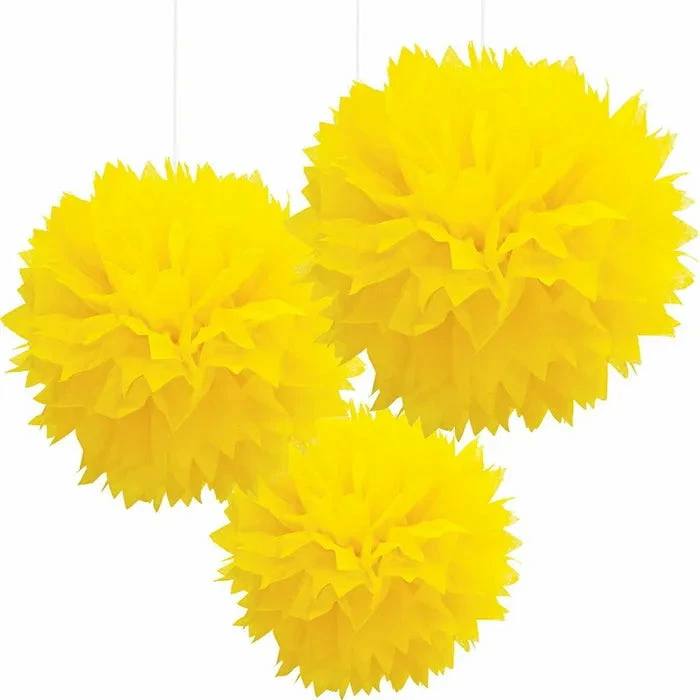 Party Animal Direct YELLOW TISSUE PAPER POM POM BALLS (PACK OF 3) 3 Party Animal Direct YELLOW TISSUE PAPER POM POM BALLS (PACK OF 3)