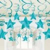 Party Animal Direct STAR SWIRL DECORATIONS PK30 - CARIBBEAN BLUE