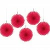 Party Animal Direct MINI FAN DECORATIONS 5 PACK - APPLE RED