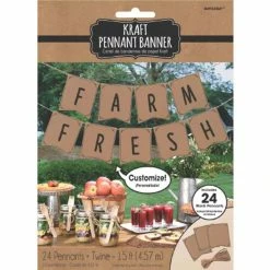 Party Animal Direct Kraft Partyware Pennant Banner Kraft Paper 4.57m