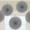 Party Animal Direct MINI FAN DECORATIONS 5 PACK - SILVER