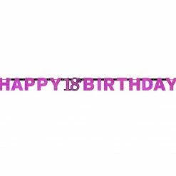 Party Animal Direct Sparkling Celebration Happy 18th Birthday Letter Banner - Pink