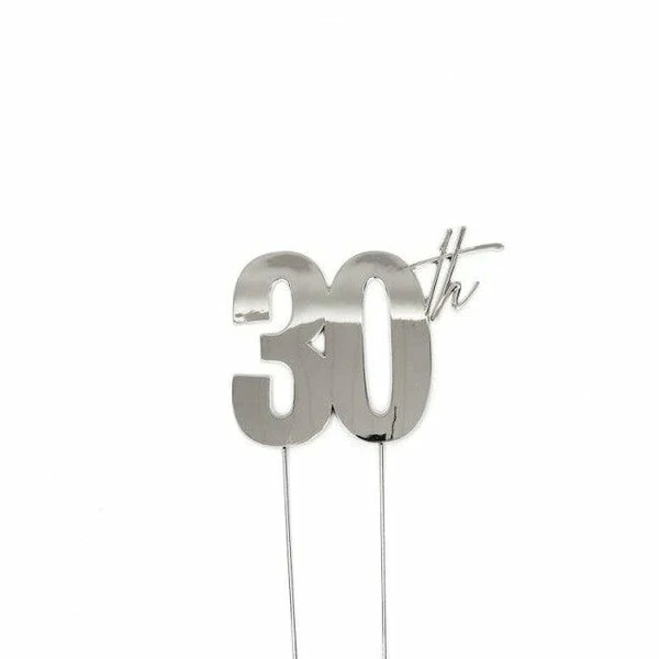 Party Animal Direct 30TH SILVER CAKE TOPPER 3 Party Animal Direct 30TH SILVER CAKE TOPPER