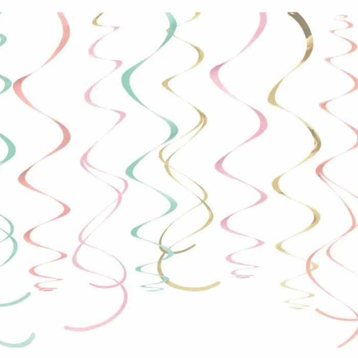 Party Animal Direct PASTEL MINT GREEN PINK CORAL AND GOLD SWIRLS (PACK OF 12) 3 Party Animal Direct PASTEL MINT GREEN PINK CORAL AND GOLD SWIRLS (PACK OF 12)