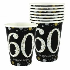 Party Animal Direct SPARKLING CELEBRATION 60TH BIRTHDAY PAPER CUPS (PACK OF 8)