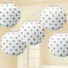 Party Animal Direct MINI PAPER PAPER LANTERNS 5PK - WHITE WITH SILVER DOT
