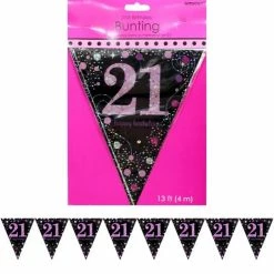 Party Animal Direct PINK CELEBRATION 21ST BIRTHDAY FLAG BANNER