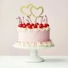 Party Animal Direct GOLD DOUBLE HEART CAKE TOPPER