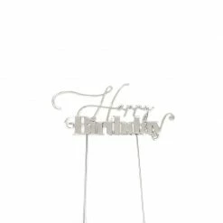 Party Animal Direct HAPPY BIRTHDAY METAL CAKE TOPPER - SILVER Cake Toppers