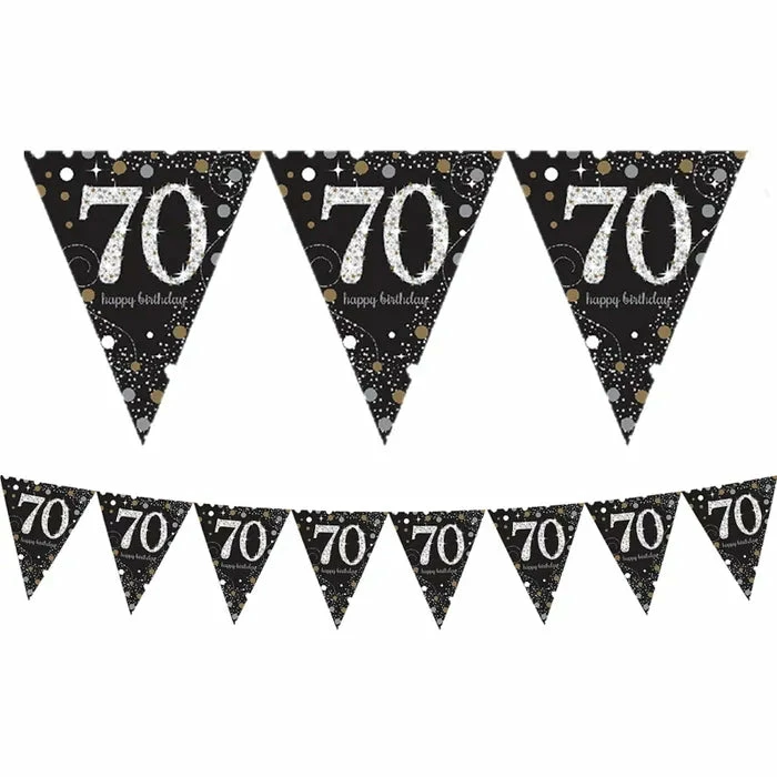 Party Animal Direct SPARKLING CELEBRATION 70TH BIRTHDAY FLAG BANNER 3 Party Animal Direct SPARKLING CELEBRATION 70TH BIRTHDAY FLAG BANNER