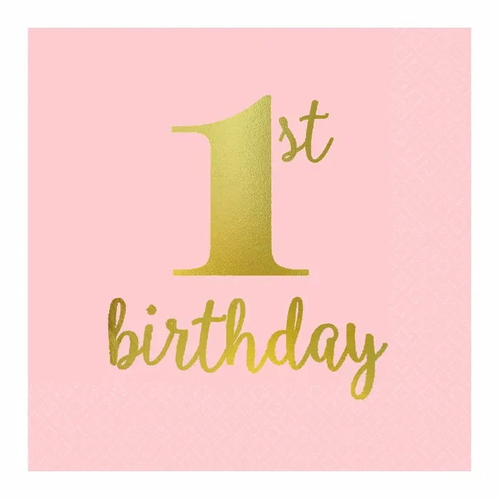 Party Animal Direct 1ST BIRTHDAY GIRL SMALL PAPER NAPKINS / SERVIETTES (PACK OF 16) 3 Party Animal Direct 1ST BIRTHDAY GIRL SMALL PAPER NAPKINS / SERVIETTES (PACK OF 16)
